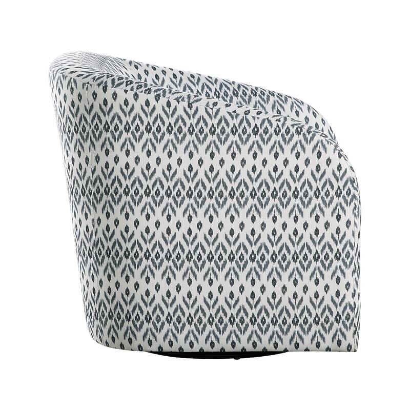 Reedie Swivel Armchair, Blue, White Geometric Pattern Fabric
