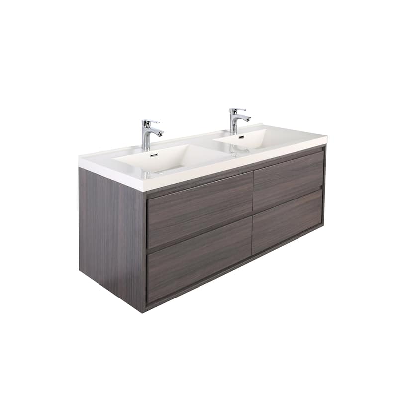 Sage 48" wall mounted bathroom vanity with double basin acrylic top