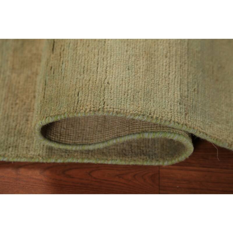 Gold & Green Modern Gabbeh Oriental Rug Hand-Knotted Wool Carpet - 2'8" x 4'0"