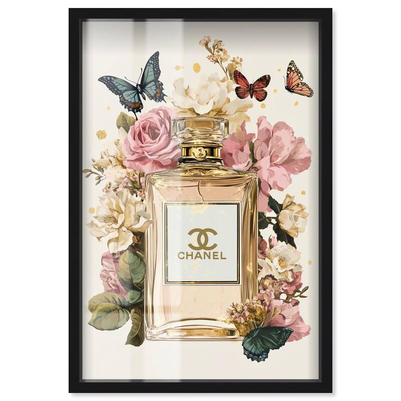Glam Bloom Butterfly Perfume Shadowbox by Art Remedy - Black - 36" x 54"