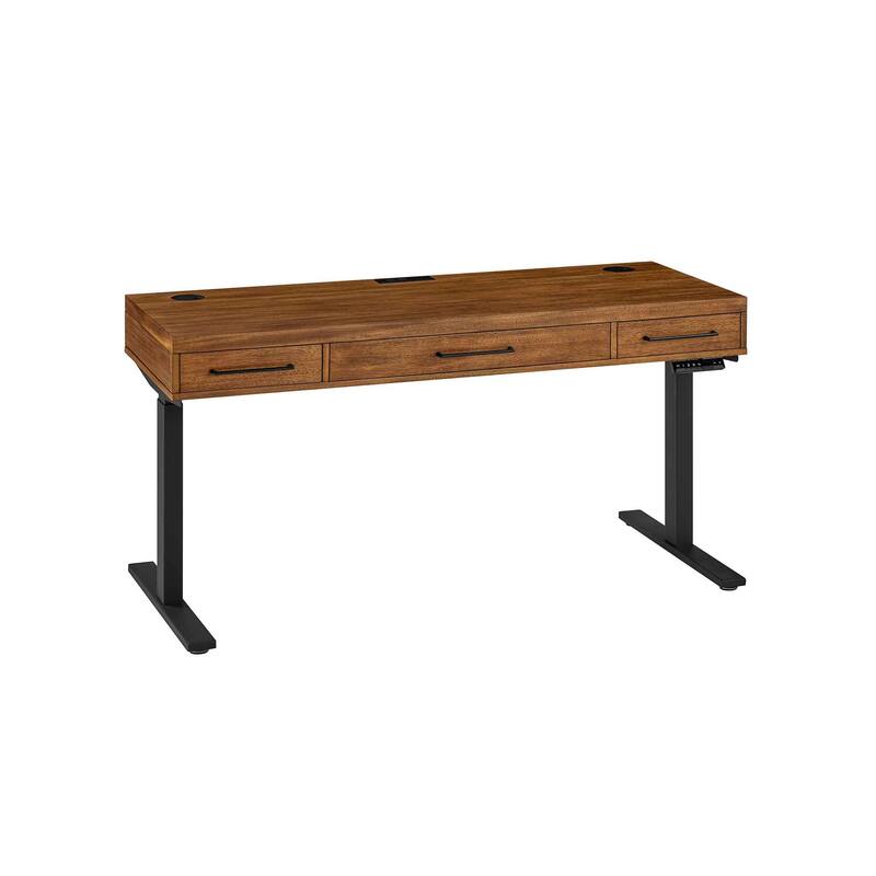 Modern Electric Sit/Stand Desk, Height Adustable Table, Rich Medium Brown - Brown