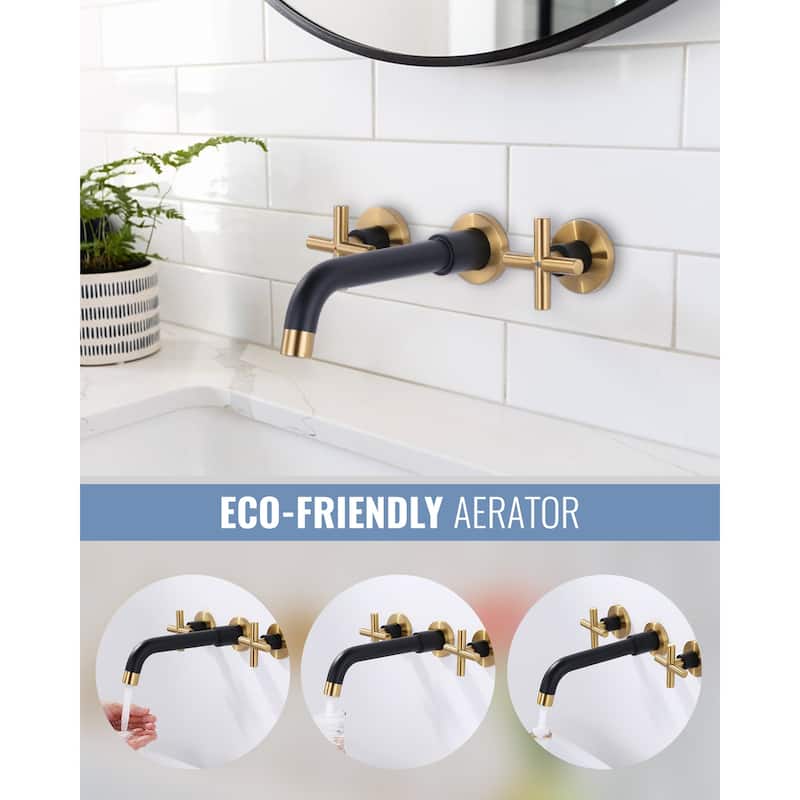 WOWOW Wall Mount Double Handle Bathroom Faucet