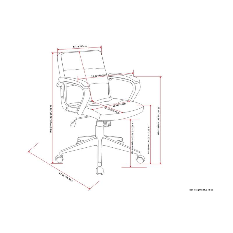 WYNDENHALL Douglas Swivel Adjustable Executive Computer Office Chair