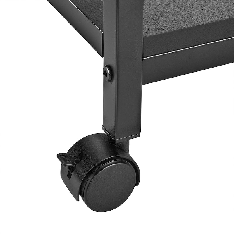 Javlergo 3-Tier Rolling Printer Stand with Locking Wheels Charging Station & AC/USB Outlets Mobile Office Storage Cart