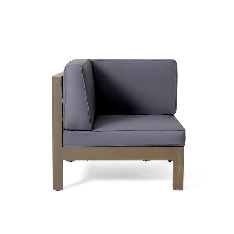 Brava Outdoor 11 Seater Acacia Wood Sectional Sofa and Club Chair Set by Christopher Knight Home