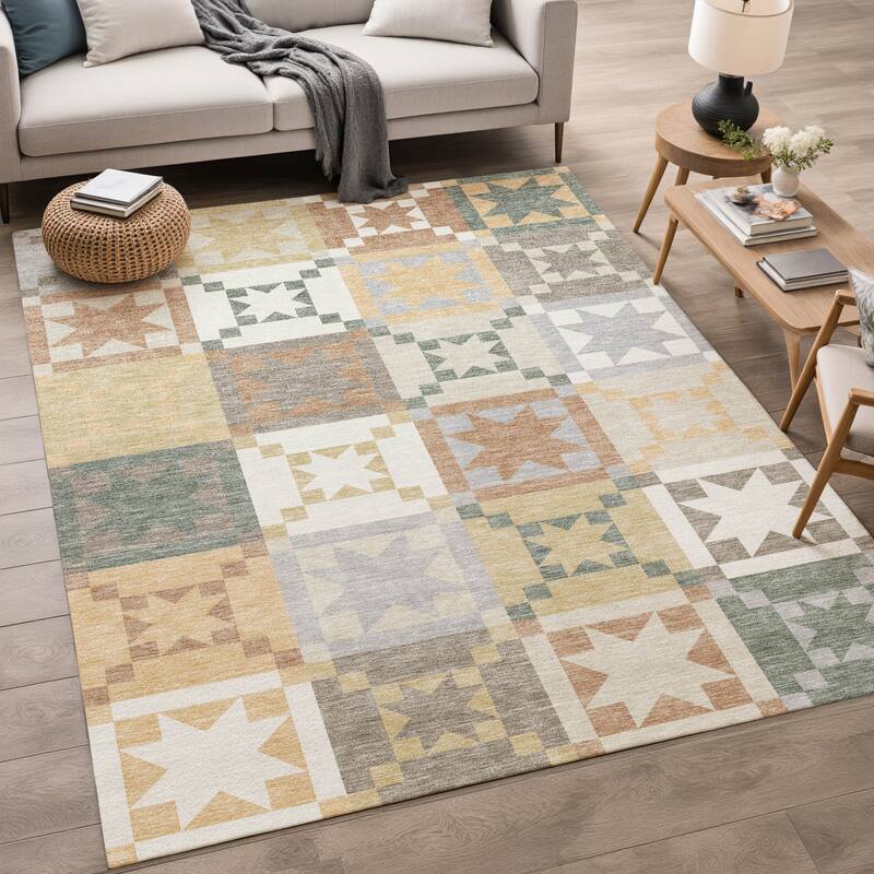 Machine Washable Indoor/ Outdoor Modern Newton Chantille Rug