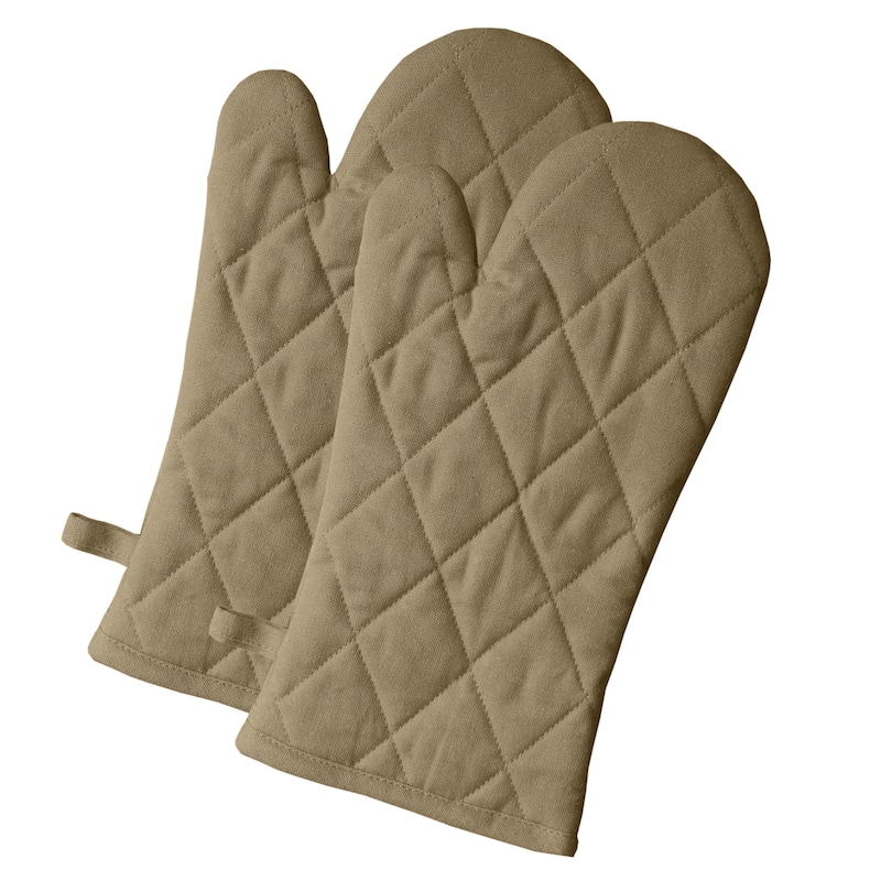 Fabstyles Solo Waffle Cotton Oven Mitt & Pot Holder Set of 4 - 7x12 , 8x8