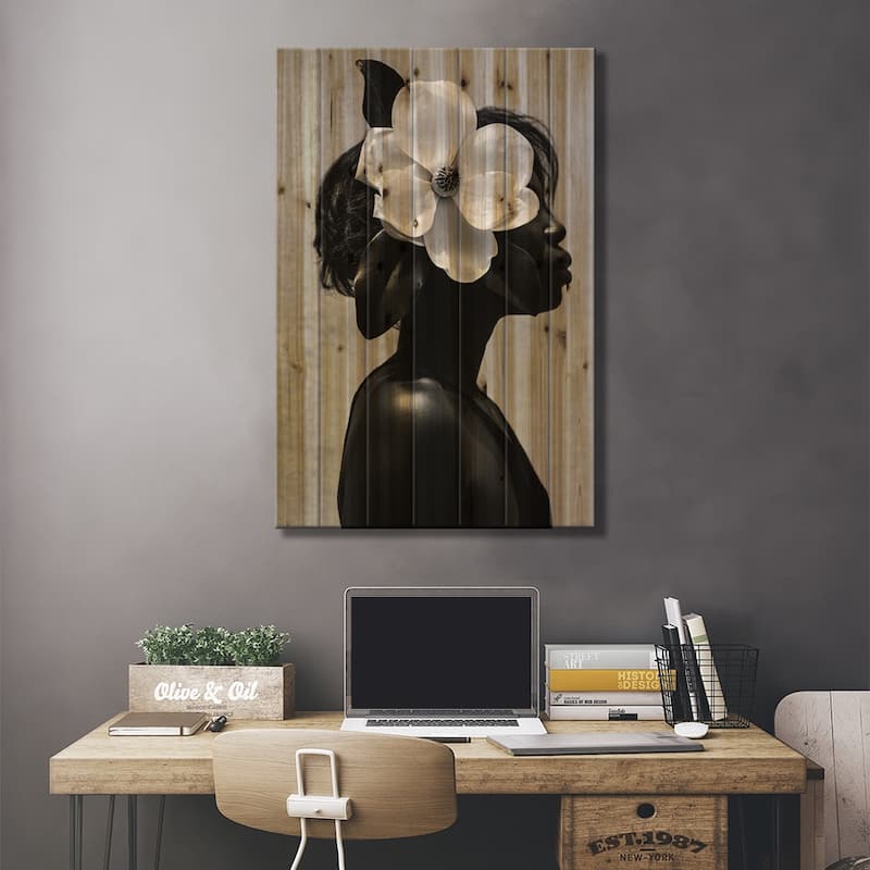 Magnolia Print On Wood by Gregory Prescott - Multi-Color