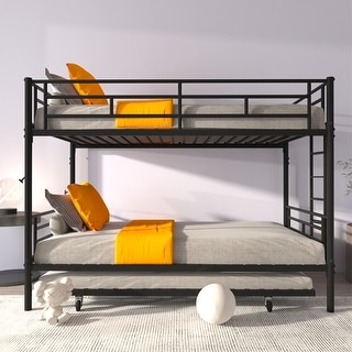 Bunk Bed Twin over Twin with Trundle Black - Bed Bath & Beyond - 38933522