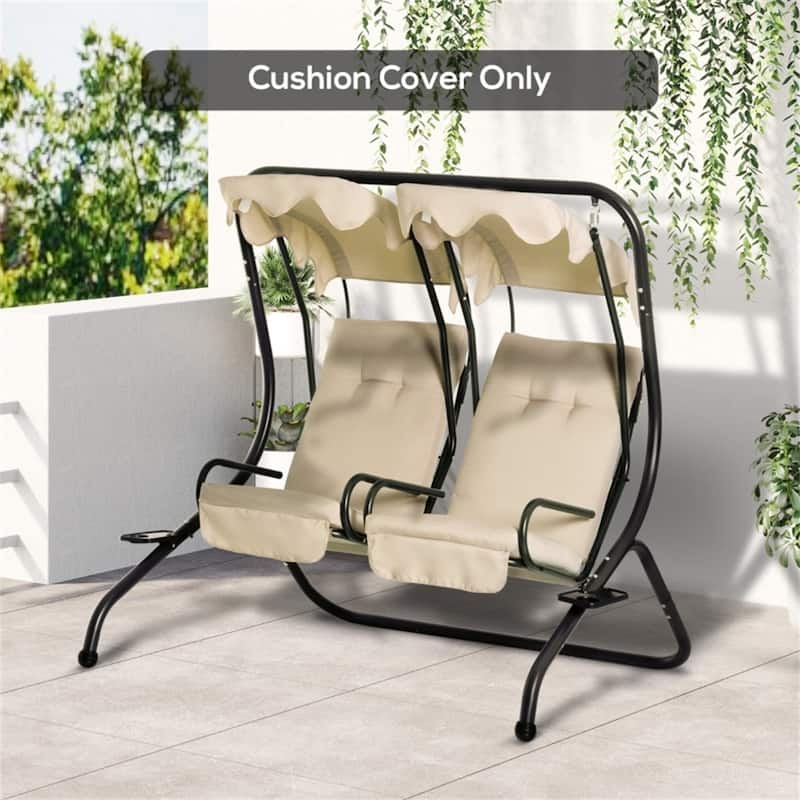 Beige Outdoor Porch Swing Cushions Two Piece Patio Seat and Back Cushions for Bench Chairs and Swings - Beige