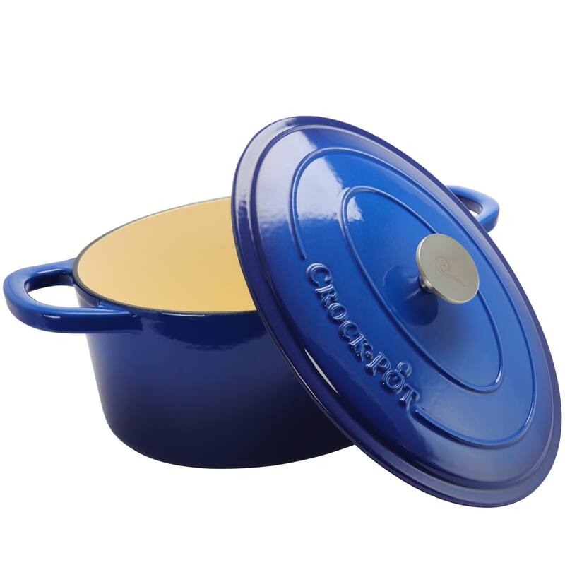 Craftsman 7 Quart Dual Handle Cast Iron Oval Dutch Oven in Deep Blue