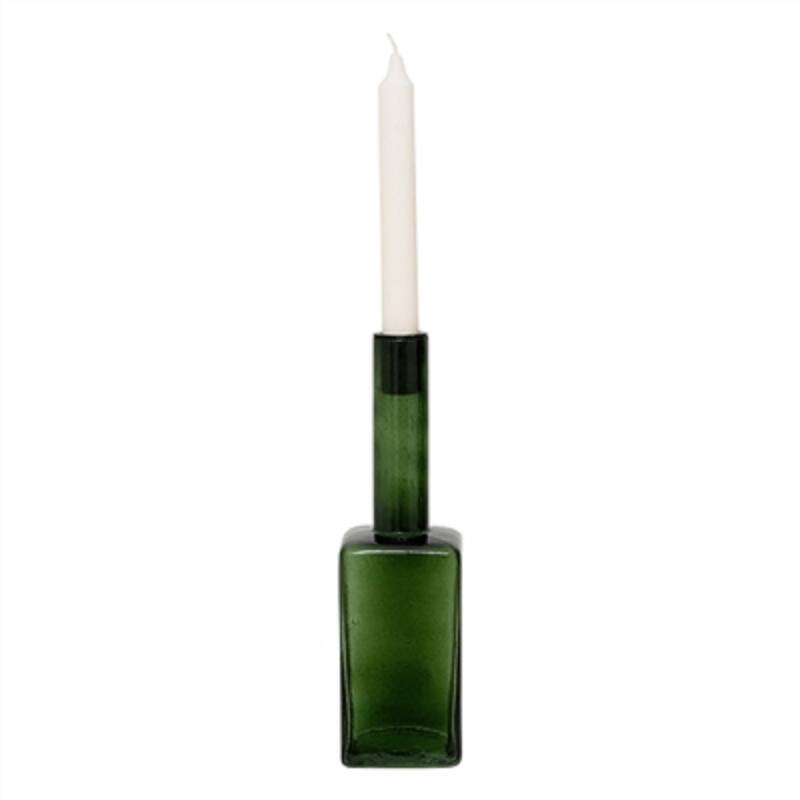 Alba Riffle Candle Holder - 11" - Green