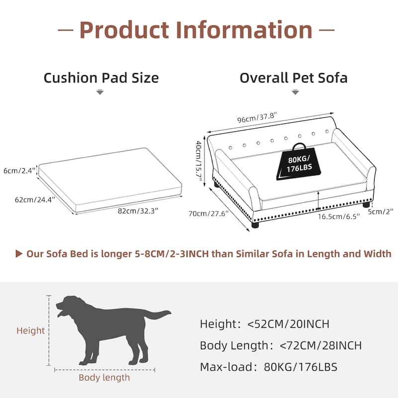 Leather Orthopedic Dog Sofa Elevated Bed Waterproof with Removal Cover