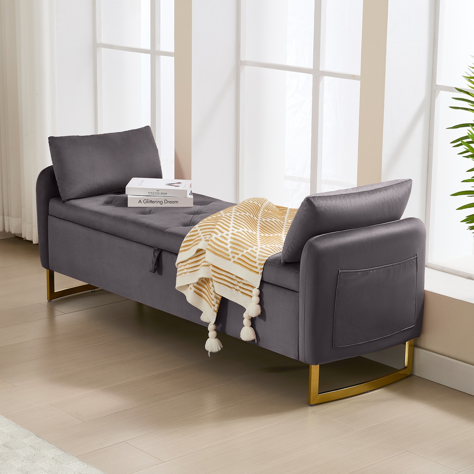 HOMYKA 60" Storage Ottoman Bench