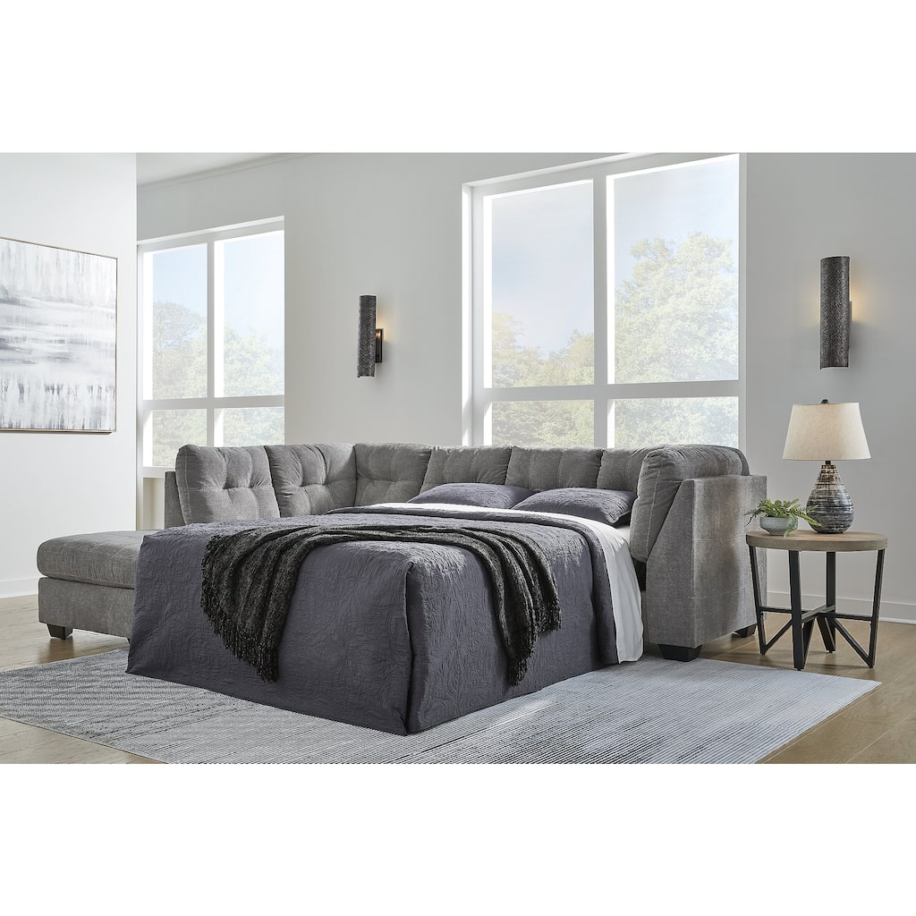 Signature Design by Ashley Marleton Gray 2-Piece Sleeper Sectional with Chaise - 115"W x 91"D x 38"H