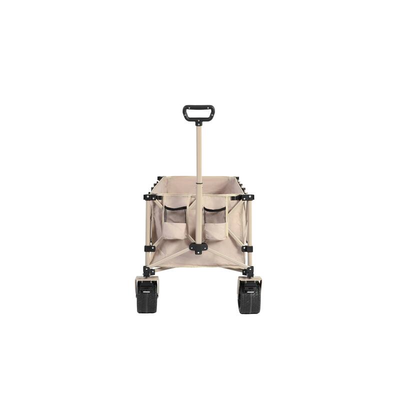 220lbs Weight Capacity Heavy Duty 300L Folding Utility Foldable Extended Wagon with All-Terrain Beach Wheels & Drink Holders