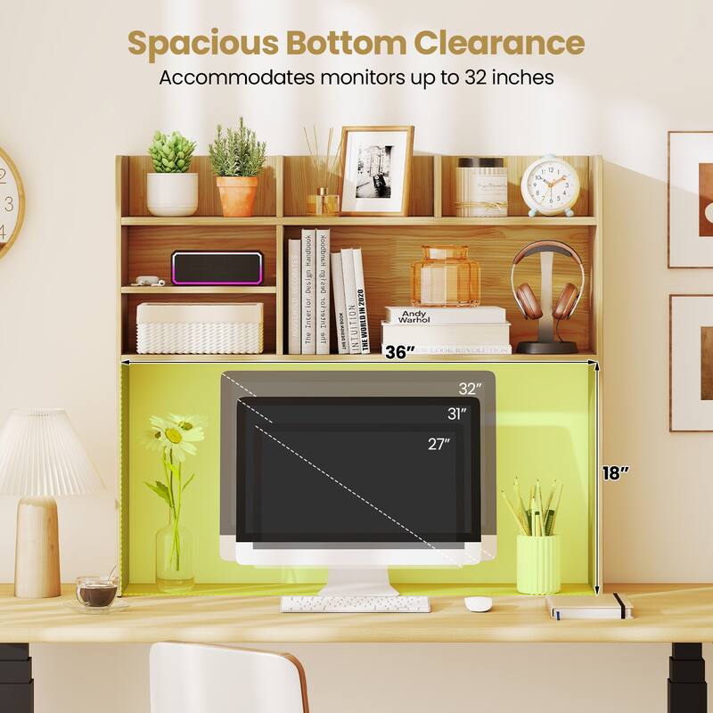 Gymax 3-Tier Desktop Bookshelf w/ 6 Shelves Desk Organizer for