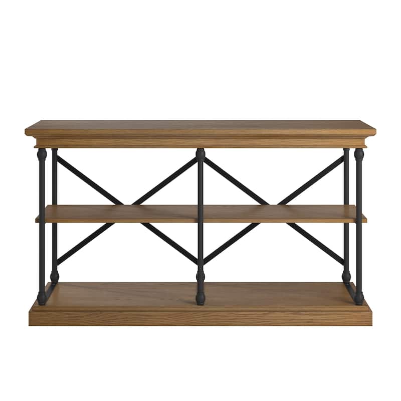 Barnstone Cornice Iron and Wood Entryway Console Table by iNSPIRE Q Artisan
