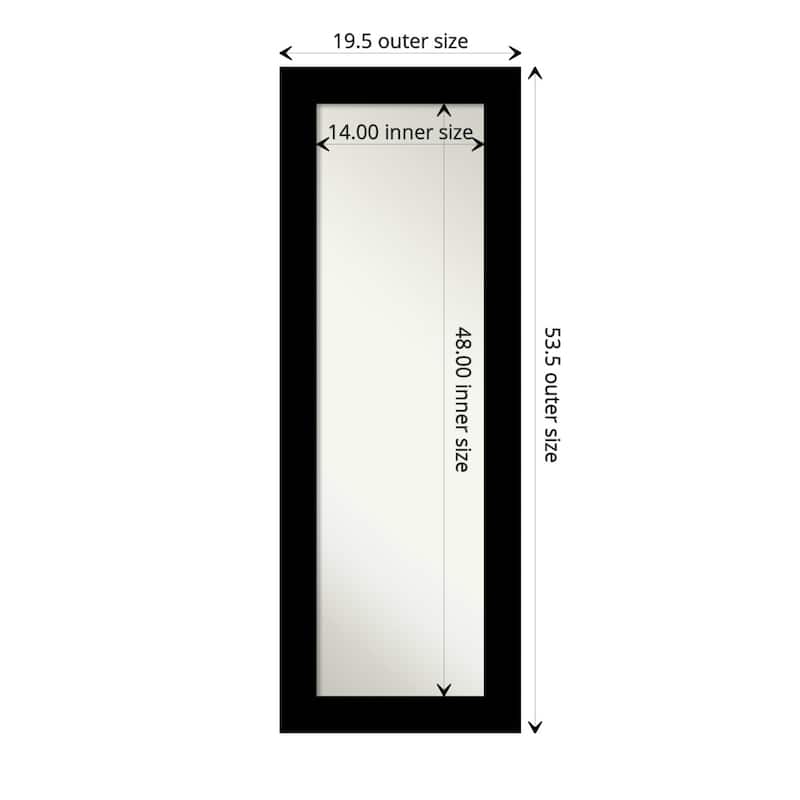 Basic Non-Beveled Wood Framed Full-Length On the Door Mirror - Glass Size 14x48 - Basic Black