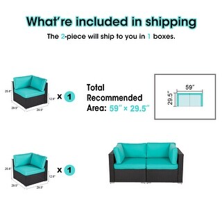 Kinborkinbor Outdoor Furniture Set Patio Sectional Sofa Rattan Wicker Conversation Set W Cushions 2 Piece Corner Seat Turquoise Dailymail