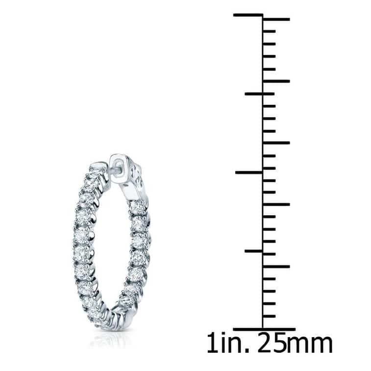 Auriya 14k Gold 1 carat TW Small Diamond Hoop Earrings - 0.75-inch (J-K, I1-I2)