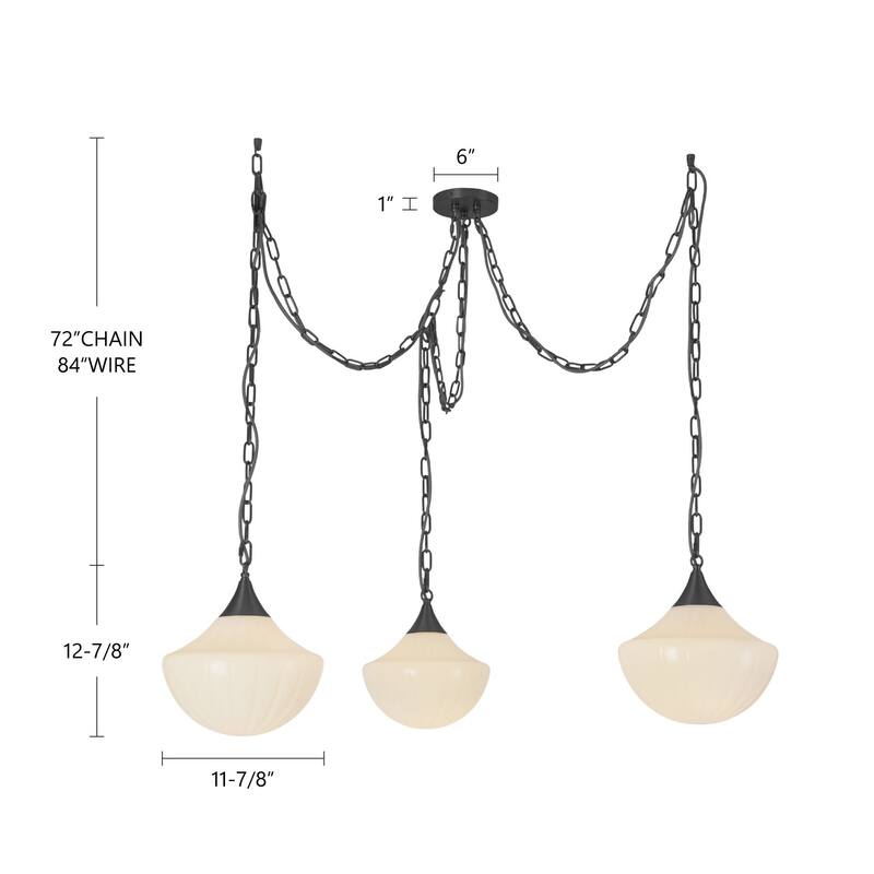 Alora Lighting MP651312 Farrah 3 Light 12" Wide Multi Light Pendant