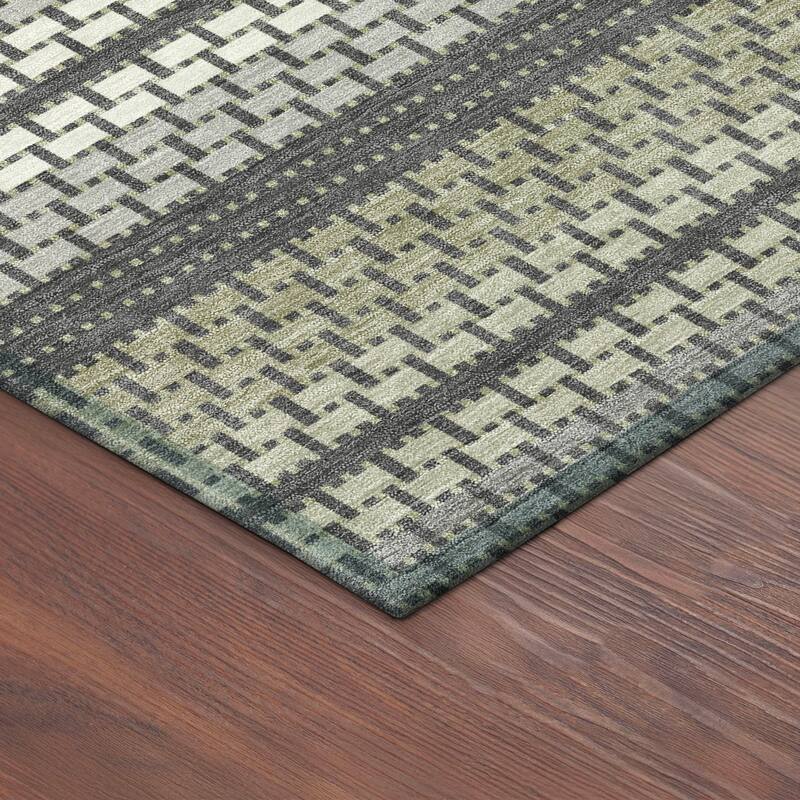 Machine Washable Indoor/ Outdoor Boho Stripe Chantille Rug