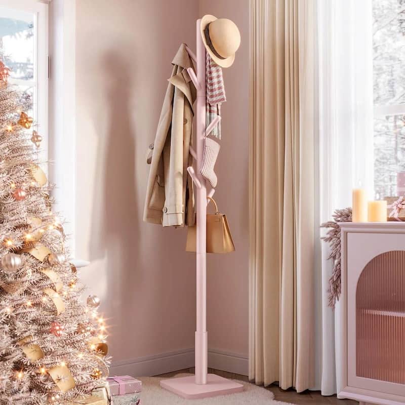 68.9" Solid Wood Coat Rack with 7 Pegs Modern Hall Tree for Entryway or Living Room - 68.9'' H x 15'' W x 15'' D