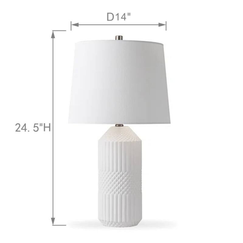 24.5-inch Modern Ceramic Table Lamp with fabric Shade (Set of 2)
