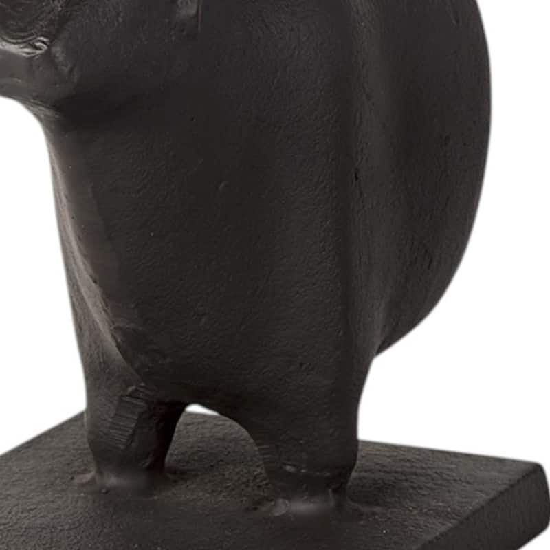 HomeRoots Set of Two 7" Black Fabric Bull Decorative Bookends - 4.25" W x 9" D x 6.75" H