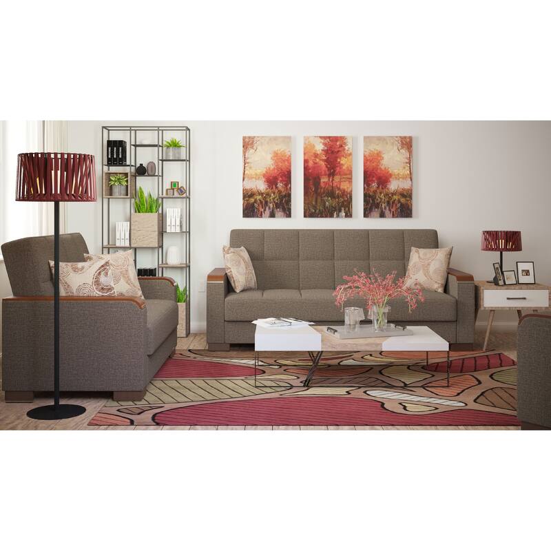 Collection Upholstered Convertible Loveseat With Storage