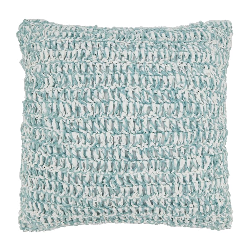 Outdoor Zen Raffia Poly Filled Throw Pillow - 18"x18" - Polyester - Turquoise