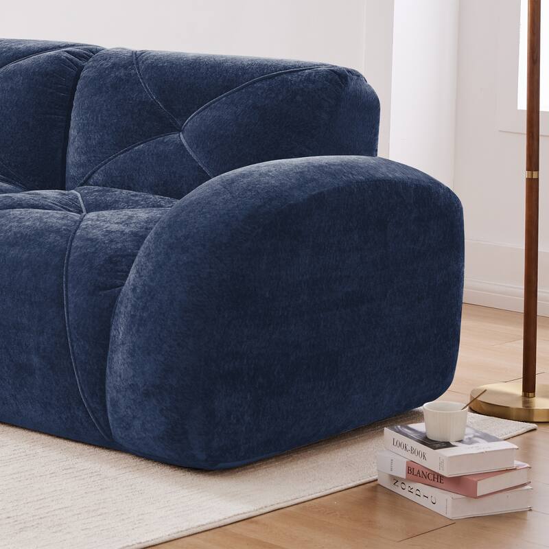 Roomfitters 2-Seater Tufted Velvet Sofa, No Assembly Boneless Cloud Couch with 32D High-Density Sponge