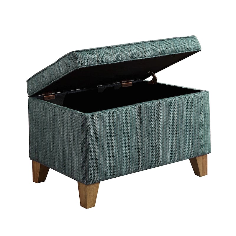 Rectangular Fabric Upholstered Wooden Ottoman with Lift Top Storage, Green