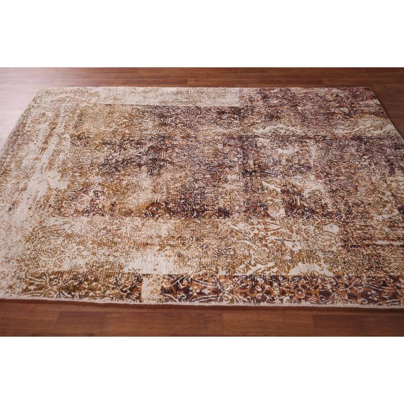 All-Over Abstract Modern Area Rug Hand-Knotted Wool Carpet - 5'4" X 7'10"