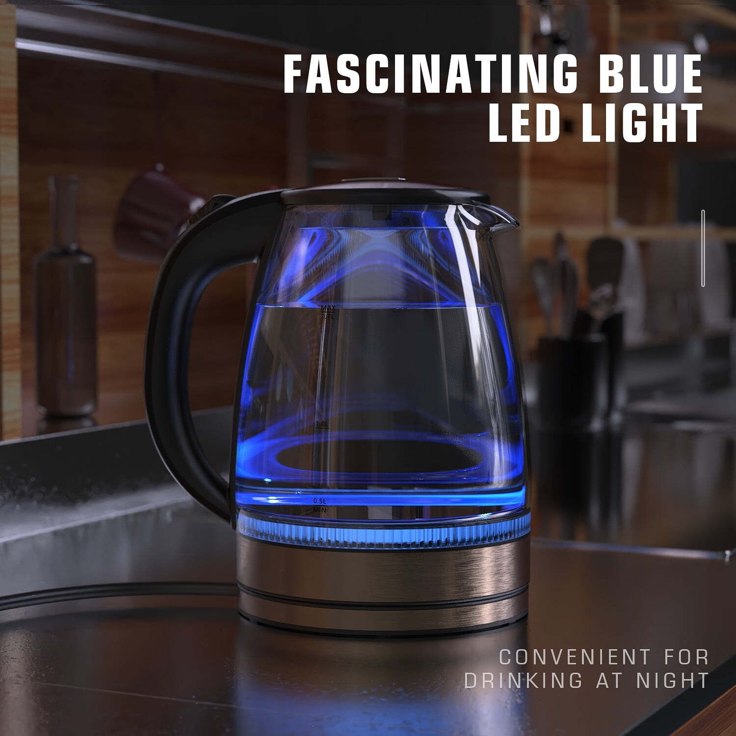Kettle with deals blue light