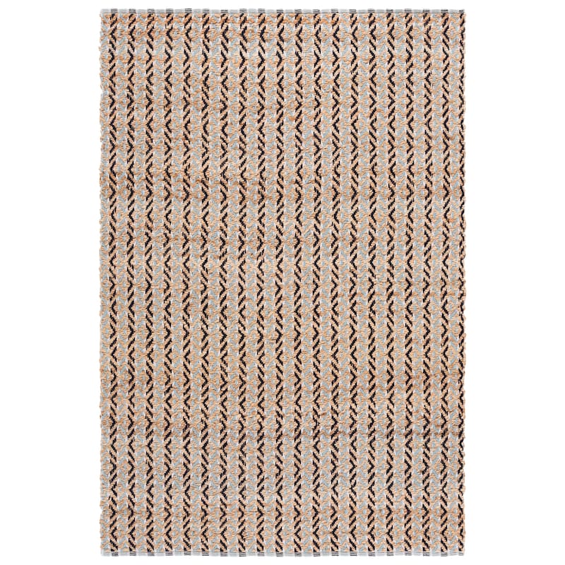 SAFAVIEH Handmade Natural Fiber Emel Farmhouse Jute Rug - Natural/Turquoise - 6' x 9'