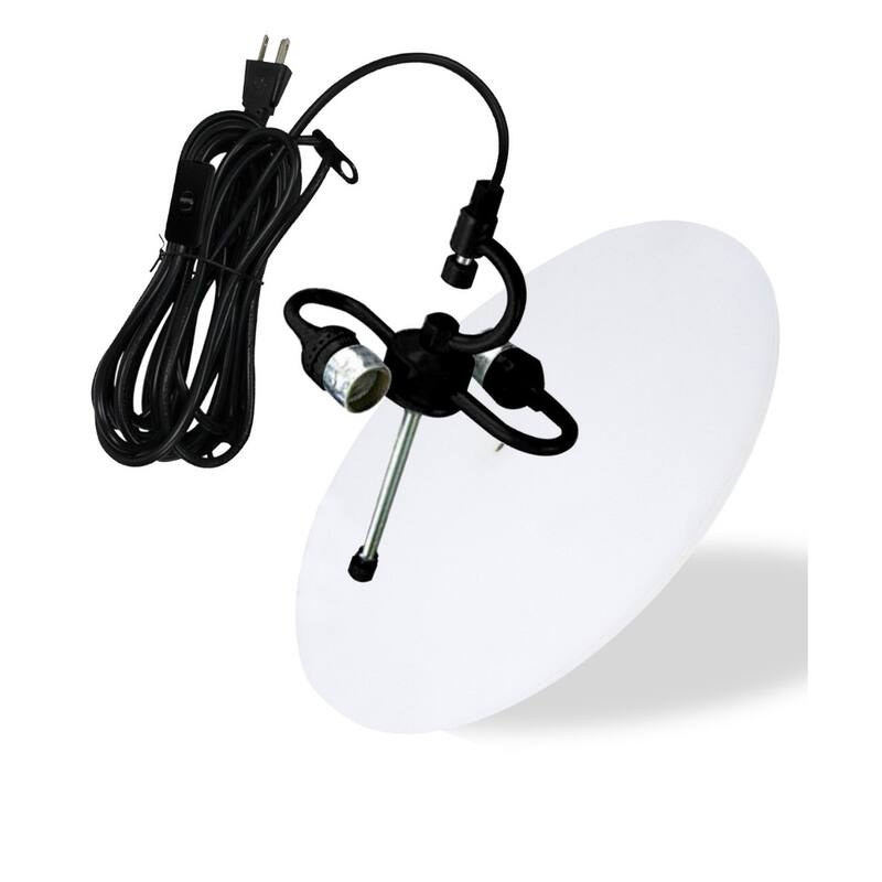 2 Light Swag Plug-In Pendant 18"w White Linen with Diffuser, Black Cord