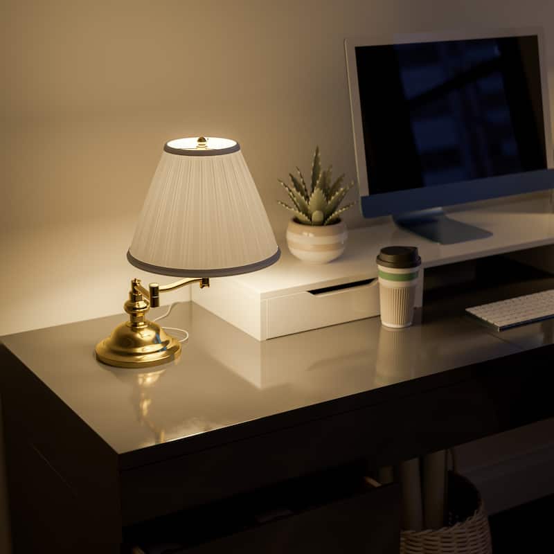Kenroy Home Classic Swing Arm Desk Lamp - Polished Brass