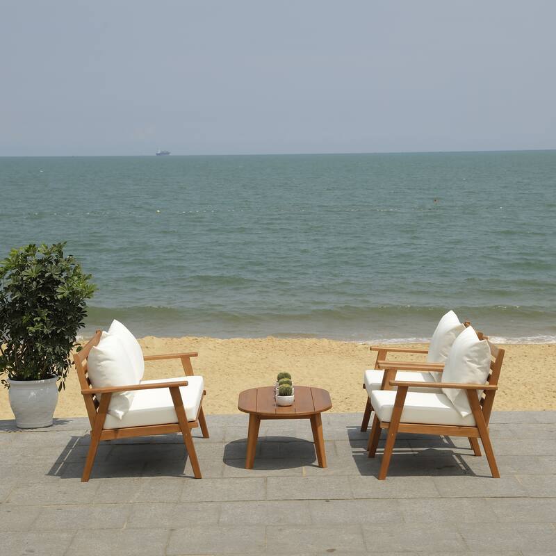 SAFAVIEH Outdoor Deacon 4-piece Conversation Patio Set. - 49" W x 30" D x 31" H