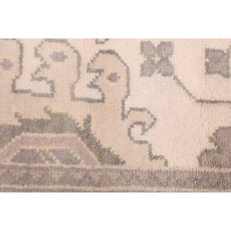 ECARPETGALLERY Hand-knotted Royal Oushak Ivory Wool Rug - 9'2 x 11'9