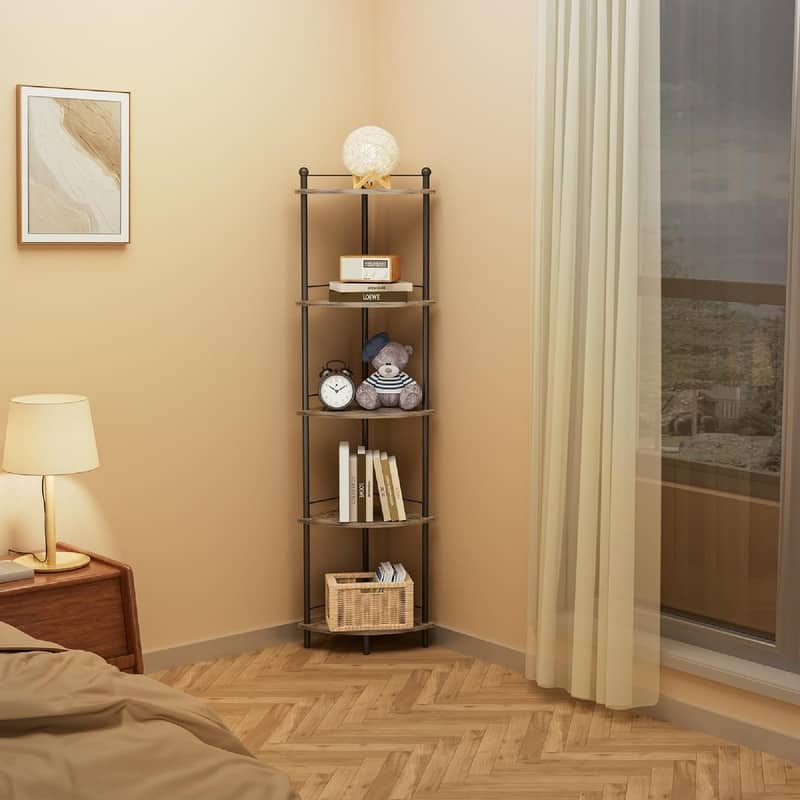 Tall Corner Bookshelf Plant Stand - 11.8"D x 11.8"W x 55.32"H