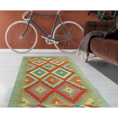 Sangat Flatweave Ashiq Red/Ivory Rug - 4'2" x 6'0"