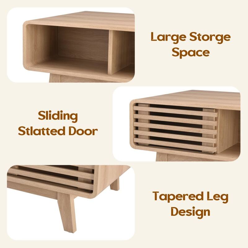 43.3" Mid-Century Farmhouse Wood Coffee Table with Storage