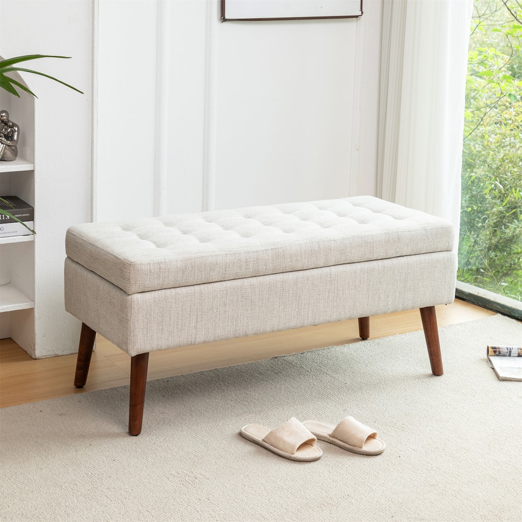 Linen Bed Bench with Storage