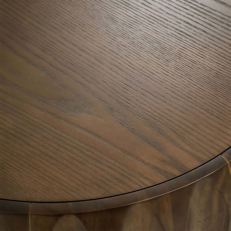 Round Coffee Table, Drum Coffee Table Contemporary Wood Round Coffee Table with Fluted Centry Table