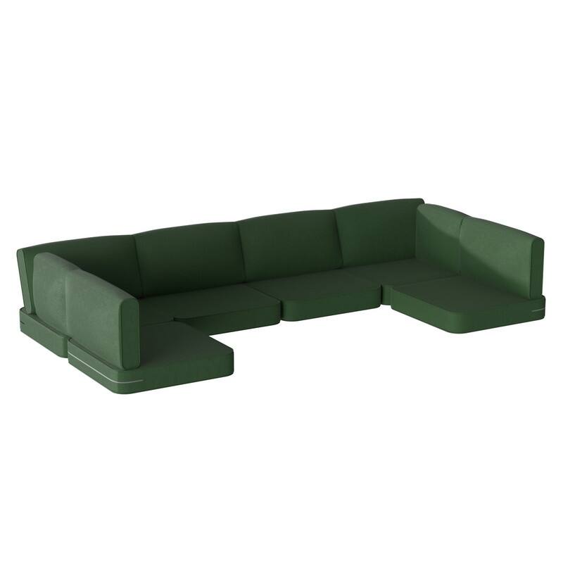 14-Piece Patio Furniture Sofa Cushions, 6-Seater Outdoor Cushion Set (Only Include Cusions，Not Sofa） - 25.6*25.6*4in