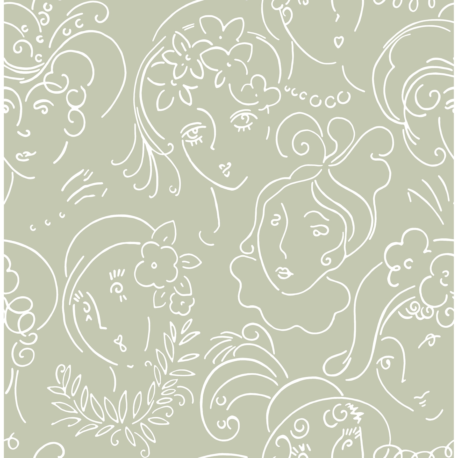 NuWallpaper Lovely Green Ladies Who Lunch Novelty Peel & Stick Wallpaper