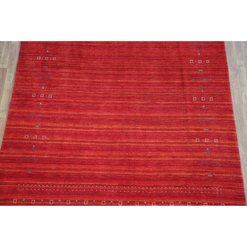 Tribal Gabbeh Indian Area Rug Hand-Knotted Modern Wool Carpet - 8'0" x 9'5"