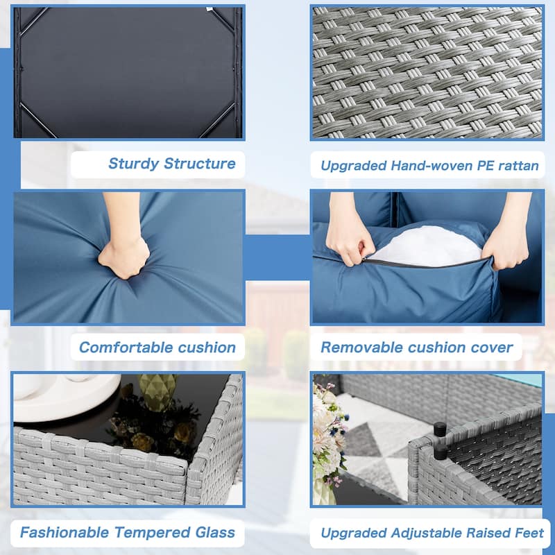 7-Piece Outdoor Sectional Seating Group with Cushions